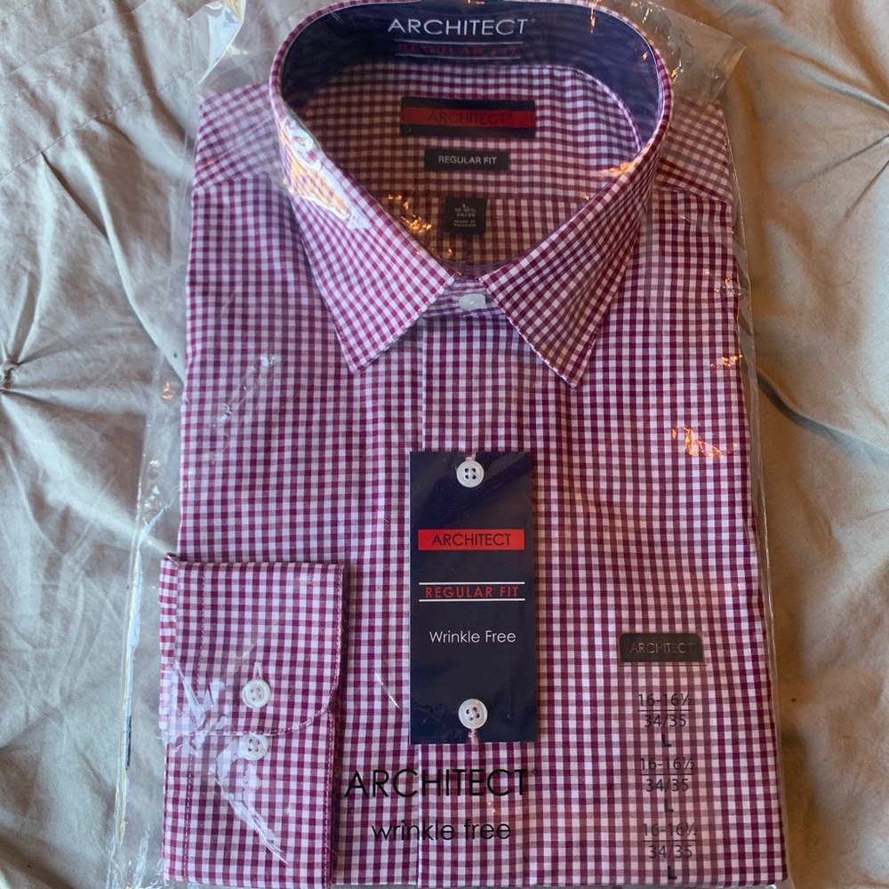 NWT Wrinkle Free Red Button Up Shirt
